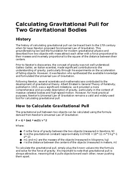 Preview of Calculating Gravitational Pull for Two Gravitational Bodies