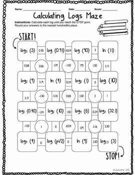 Calculating Logarithms Maze by The Blakenator | Teachers Pay Teachers