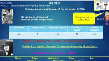 Preview of Calculating Mean - Lesson 2 Bundle - Year 6, 7, 8 - Grade 5, 6, 7 - WW2 Link