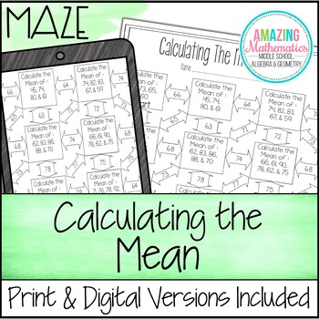 Calculating Mean Maze Worksheet By Amazing Mathematics Tpt