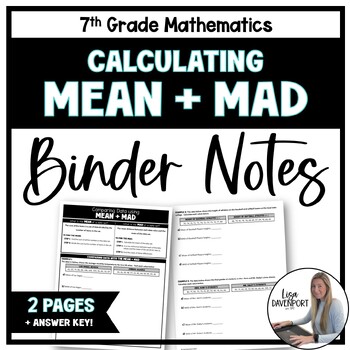 Preview of Calculating Mean and MAD - 7th Grade Math Binder Notes