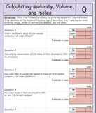 Calculating Molarity, moles, and Volume practice *SELF GRA