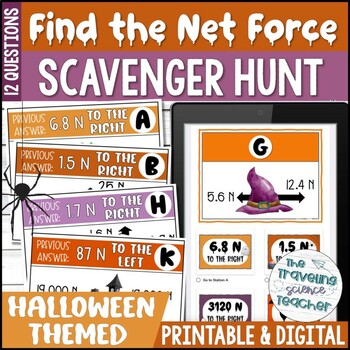 Preview of Calculating Net Force Halloween Science Activity / Balanced & Unbalanced Forces