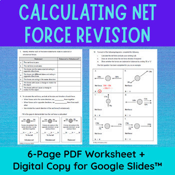 Preview of Calculating Net Force with Force Diagrams | PDF Revision Worksheets