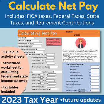 Preview of Calculating Net Income | Paychecks, Payroll Taxes & Deductions | 2023+ Updates