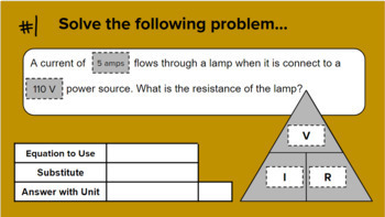 Preview of Calculating Ohm's Law Triangle-Math practice Drag and Drop google slides