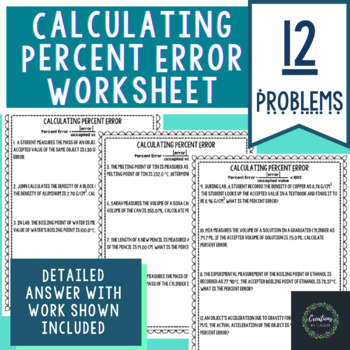 Preview of Calculating Percent Error Worksheet - Key Included