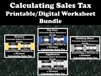 Preview of Calculating Sales Tax Printable/ Digital Worksheet Bundle