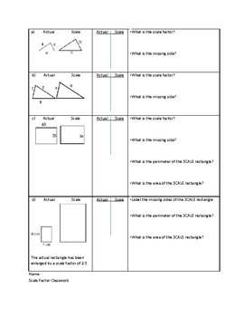 Preview of Calculating Scale Factor Worksheet Practice