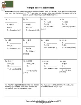 Preview of Calculating Simple Interest