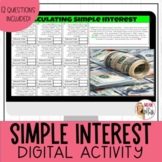 Calculating Simple Interest Digital Activity