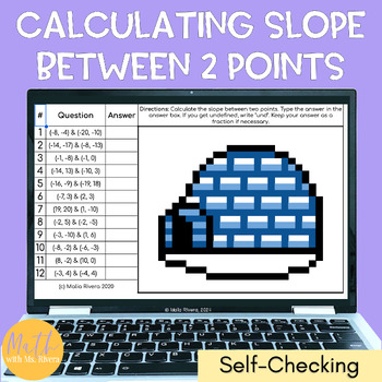 Preview of Calculating Slope Between Two Points Winter Pixel Art Digital Self Checking