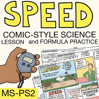 Preview of Calculating Speed - Comics-Style Lesson Plan and Formula Practice Worksheet