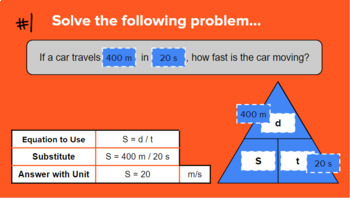 Preview of Calculating Speed, Distance, and Time - triangle practice (Google Slides)