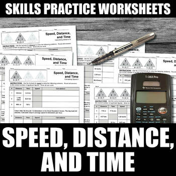 Preview of Speed, Distance, Time Worksheets | Calculating Speed | Printable | Digital