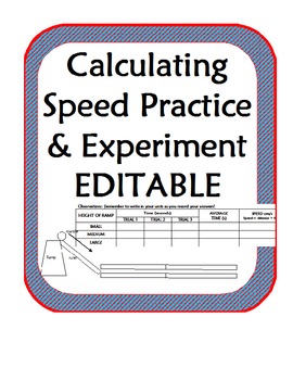 Preview of Calculating Speed Experiment & Practice using ramps, marbles- Scientific Method