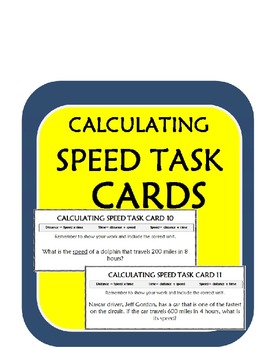 Preview of Calculating Speed Practice Task Cards (15) Speed, Distance or Time EDITABLE