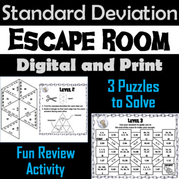 Preview of Standard Deviation Activity: Escape Room Algebra Breakout Game (Statistics Unit)