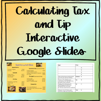 Preview of Calculating Tax and Tip Interactive Google Slides Distance Learning