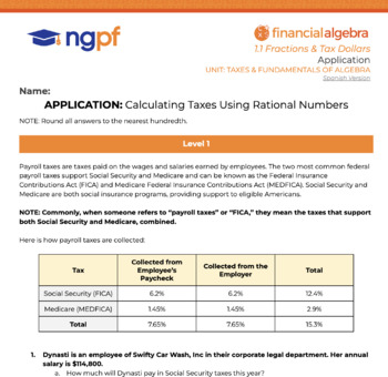 Preview of Calculating Taxes Using Rational Numbers