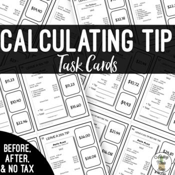 Preview of Calculating Tip Task Cards