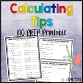 Calculating Tips NO PREP Printable Worksheets
