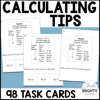 Preview of Calculating Tips Task Cards