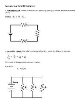 Preview of Calculating Total Resistance Parallel Series Circuit Practice