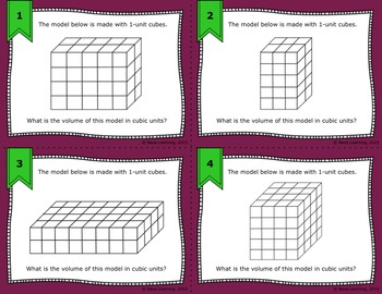 Calculating Volume Using Cubic Units - Task Cards by Nava Learning
