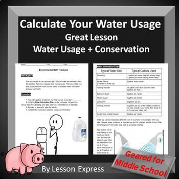 Preview of Calculating Water Usage Packet + Water Cycle Webquest