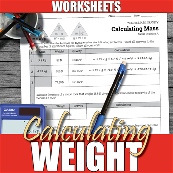 Preview of Calculating Weight, Mass, and Gravity Worksheets | Printable | Digital