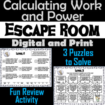 Preview of Calculating Work and Power Activity: Physics Breakout Escape Room Game