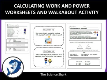 Preview of Calculating Work and Power - Worksheets/ Walkabout Activity