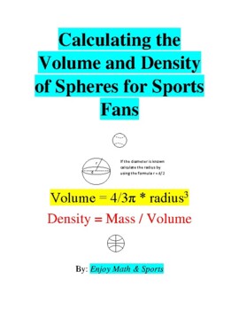 Preview of Calculating the Volume and Density of Spheres for Sports Fans