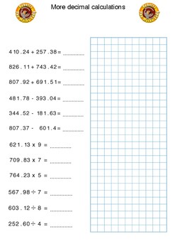 Calculating with decimals worksheet 2 by RebeccaTheMathLady | TpT