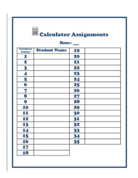 Preview of Calculator Organizer