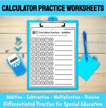 Preview of Calculator Practice Worksheets for Special Education