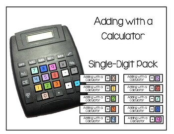 Preview of Calculator Skills Task Cards - Single Digit Addition 0-9