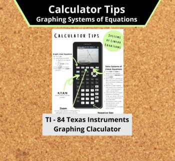 Preview of Calculator Tips for Graphing Systems of Equations (Calculator Cheat Sheet)