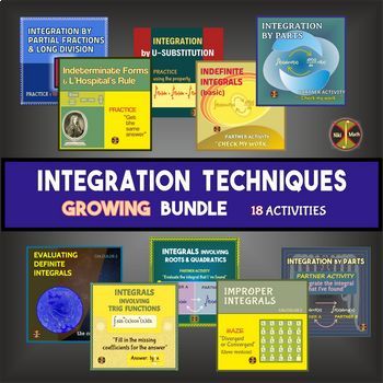Preview of Indefinite & Definite Integrals (Integration Techniques) - GROWING Bundle