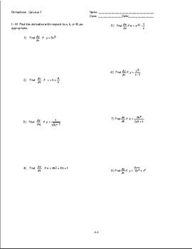 calculus finding derivatives