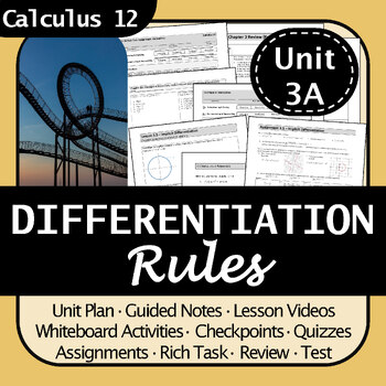Preview of Calculus 12 Differentiation Rules Unit Bundle | No Prep! Detailed Answer Keys!