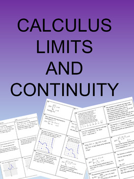 Preview of Calculus 70 Multiple Choice or Free Response Questions on Limits and Continuity