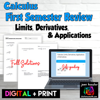 Preview of Calculus 1st Semester Review Digital plus PRINTABLE