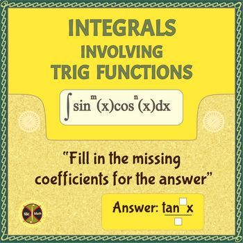 Preview of Trigonometric Integrals -"Fill in the missing..." Activity
