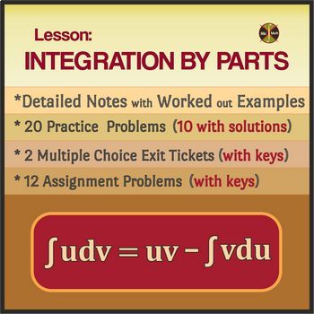 Preview of Calculus Lesson: Integration by Parts - 47 problems - Distance Learning