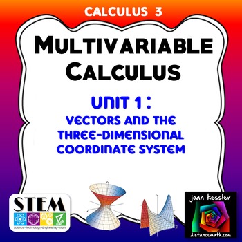 Preview of Calculus 3  Multivariable Calculus Unit 1  Exam