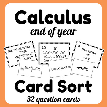 Preview of Calculus AB Card Sort - Important Info to Memorize Before the AP Exam