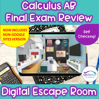 Preview of Calculus AB Final Exam (AP Exam) Review Digital Escape Room