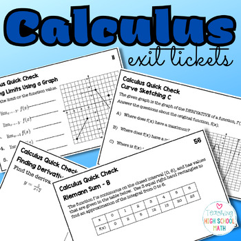 Preview of Calculus AB Exit Tickets Bell Ringers Daily Quizzes